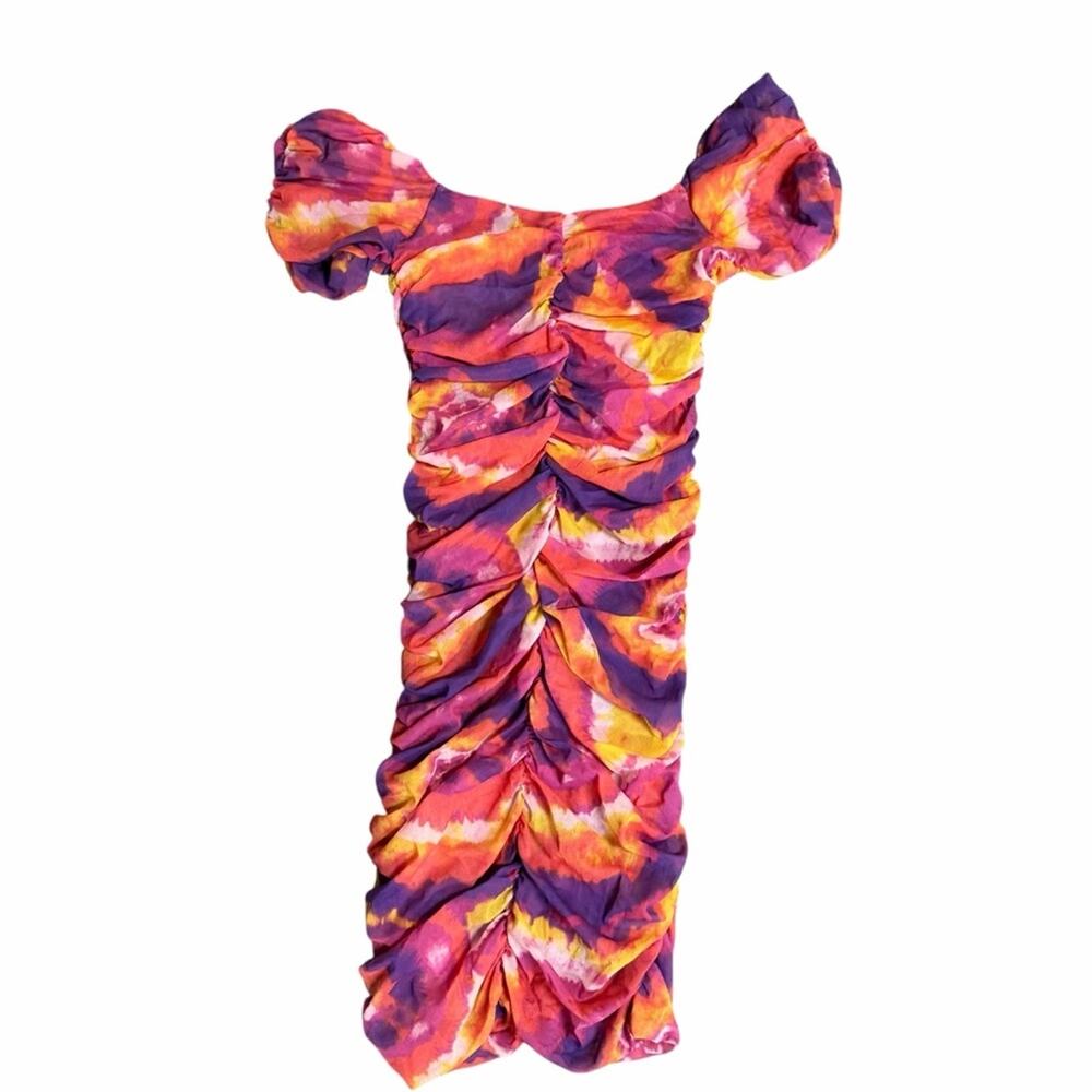 NEW Urban Outfitters Kailua Ruched Watercolor Mini Dress Size Large - Picture 7 of 10